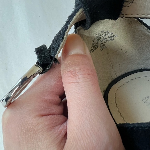 Marc Fisher Helyda Espadrille Black leather Suede Perforated Wedge 5.5 - Picture 5 of 7